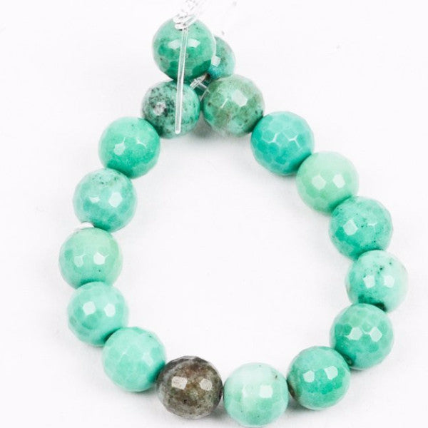6mm Blue Green GRASS AGATE Gemstone faceted ROUND Beads, 4" strand about 16 beads, gag0144