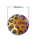 10 Round Resin Druzy Cabochons, Rainbow AB Metallic Frosted, 12mm  cab0265a