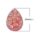 10 Teardrop Druzy Cabochons, Resin Metallic Frosted HOT PINK AB, 24x17mm, 1"x3/4"  cab0268