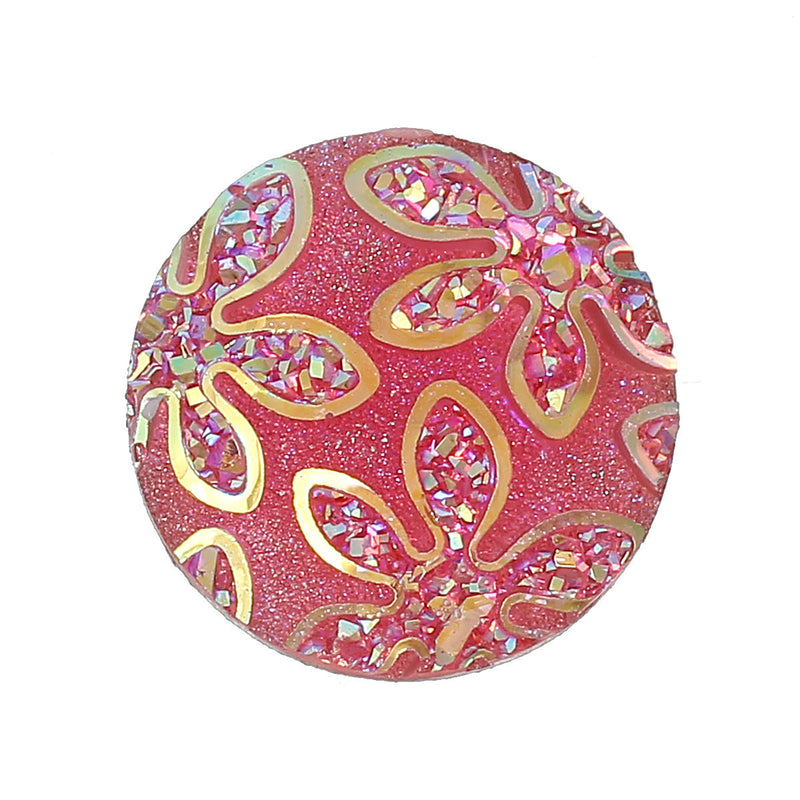 20mm Faux Druzy Cabochons, HOT PINK AB Druzy Cabochons, Round Resin Metallic Frosted,  10 pcs  cab0262