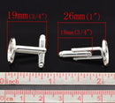 10 Cuff Link blanks, silver plated bezel tray blanks, fits 12mm round cabochons fin0375a