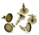 10 Cuff Link blanks, bronze plated bezel tray blanks, fits 20mm round cabochons fin0378