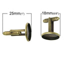 10 Cuff Link blanks, bronze plated bezel tray blanks, fits 16mm round cabochons fin0381