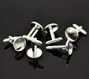 10 Cuff Link blanks, silver plated bezel tray blanks, fits 14mm round cabochons fin0385