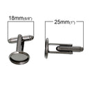 10 Cuff Link blanks, gunmetal bezel tray blanks, fits 12mm round cabochons fin0382