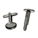 10 Cuff Link blanks, gunmetal bezel tray blanks, fits 12mm round cabochons fin0382