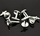 10 Cuff Link blanks, silver plated bezel tray blanks, fits 18mm round cabochons fin0376