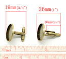 10 Cuff Link blanks, bronze plated bezel tray blanks, fits 20mm round cabochons fin0378
