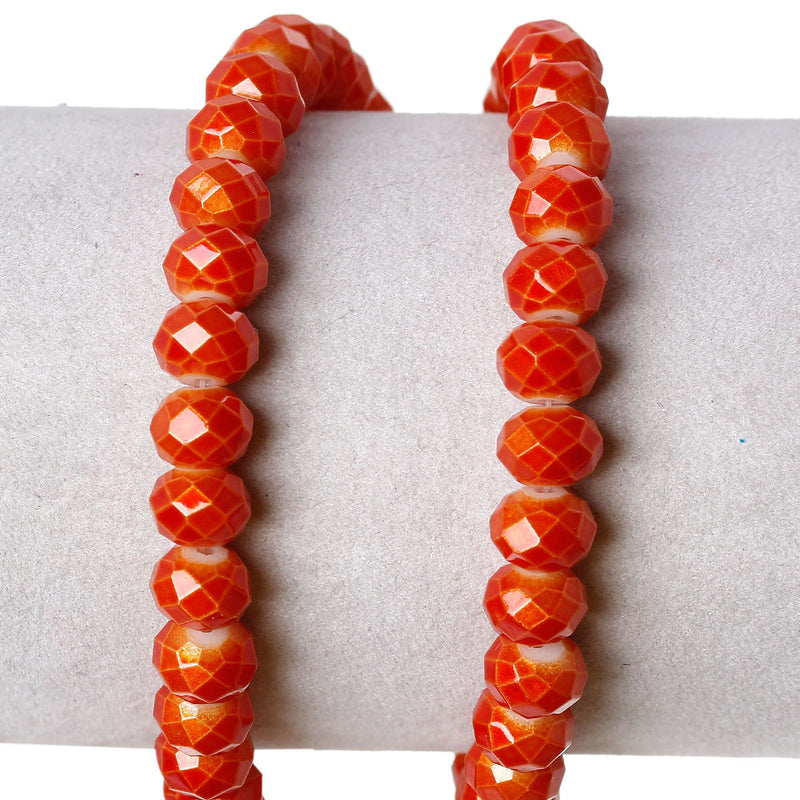 8x6mm SUNSET ORANGE Glass Rondelle Beads, faceted, full strand, bgl1086