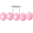 8x6mm COTTON CANDY PINK Glass Rondelle Beads, faceted, full strand, bgl1078
