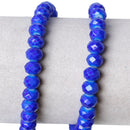 8x6mm ROYAL BLUE Glass Rondelle Beads, faceted, full strand, bgl1075