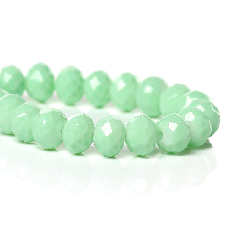6x4.5mm PASTEL GREEN Glass Rondelle Beads, faceted, full strand, bgl1084