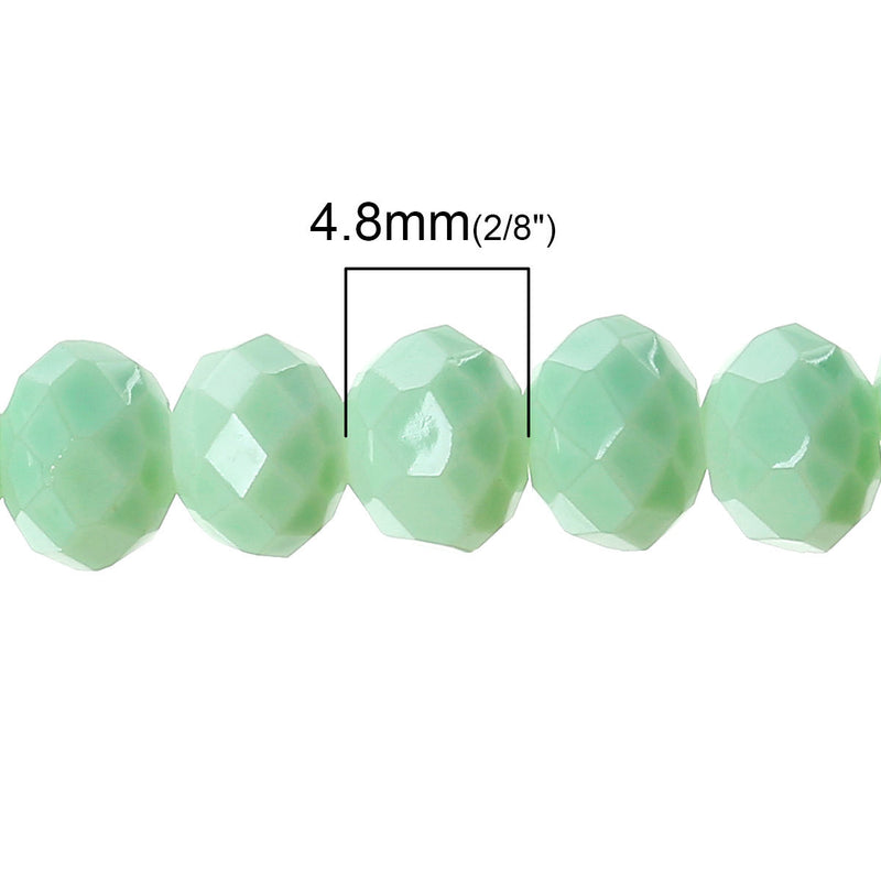 6x4.5mm PASTEL GREEN Glass Rondelle Beads, faceted, full strand, bgl1084