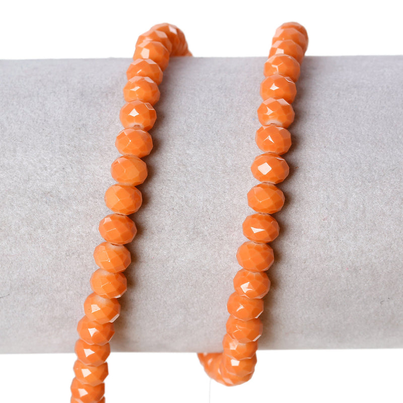 6x4.5mm TANGERINE ORANGE Glass Rondelle Beads, faceted, full strand, bgl1083