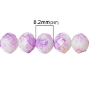 10x8mm PURPLE, ORANGE and WHITE Marble Glass Rondelle Beads, faceted, double strand, bgl1093