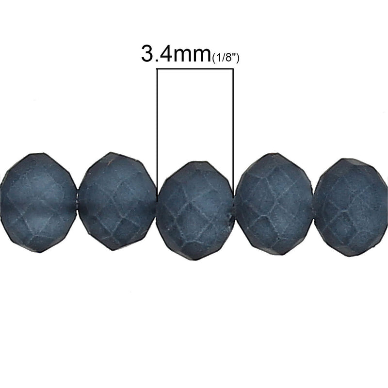 4mm GREY BLACK Frosted Glass Rondelle Beads, faceted, like beach glass, full strand, 100 beads, bgl1104