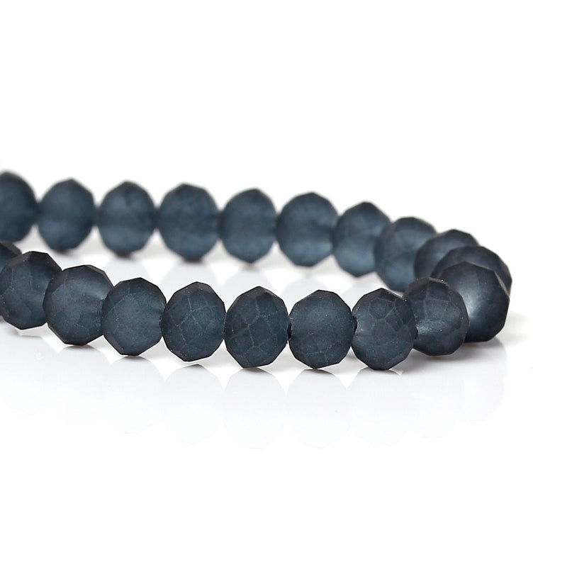 4mm GREY BLACK Frosted Glass Rondelle Beads, faceted, like beach glass, full strand, 100 beads, bgl1104