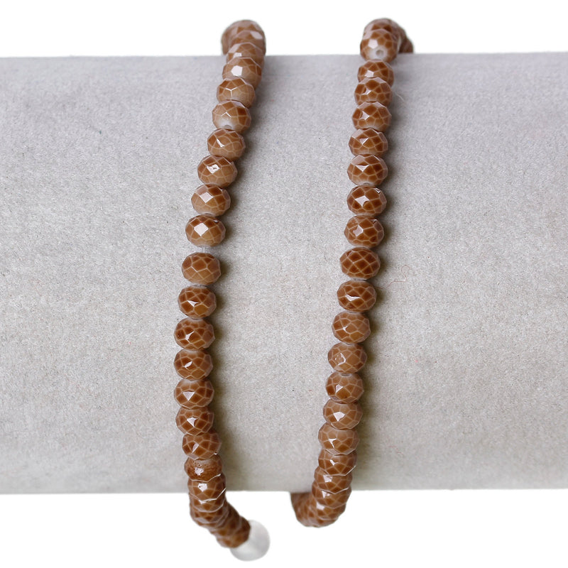 4mm CHOCOLATE BROWN Glass Rondelle Beads, faceted, full strand, 100 beads, bgl1097