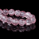 8mm Faceted LIGHT PINK Crackle Glass Beads, double strand, over 100 beads  bgl1118