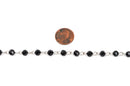 13 feet Spool Black Crystal Rosary Chain, silver, 6mm round faceted crystal beads, fch0217b