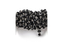 1 yard Black Crystal Rosary Chain, silver, 6mm round faceted crystal beads, fch0217a