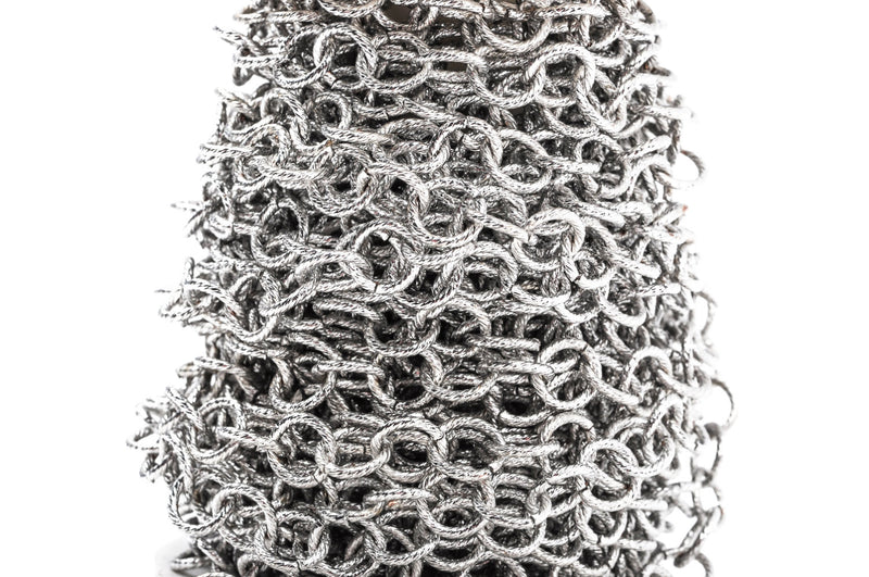 1 yard Silver Tone Cable Chain, Round Links are 10mm unsoldered, rope design texture, fch0221