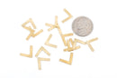 25 Chevron Metal Brass Stampings, 1/2" 22 gauge, 3 holes, charms findings,  fin0390