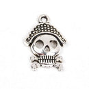 10 PIRATE SKULL Charms, silver tone skeleton pendant, 3/4"  chs1697