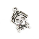 10 PIRATE SKULL Charms, silver tone skeleton pendant, 3/4"  chs1697