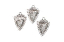 4 Large WOLF ARROWHEAD Charm Pendants, silver tone metal, 1-3/4" long  chs1692