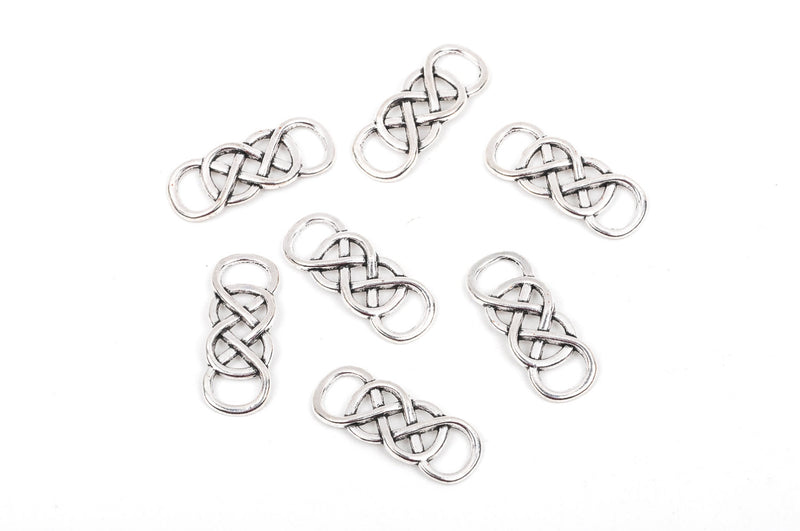 10 DOUBLE INFINITY Charm Connector Links, silver tone metal, 1-1/4" x 1/2".  Chs1695