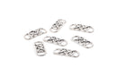 10 DOUBLE INFINITY Charm Connector Links, silver tone metal, 1-1/4" x 1/2".  Chs1695