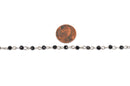 1 yard Black Crystal Rosary Chain, silver, 4mm round faceted crystal beads, fch0219a