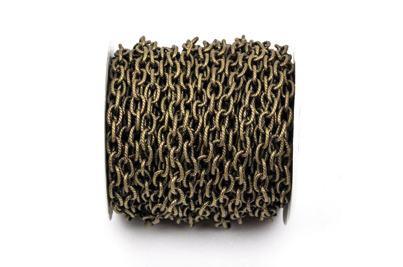 1 yard Bronze Cable Chain, Oval Links are 9x6mm unsoldered, rope design texture, fch0226a