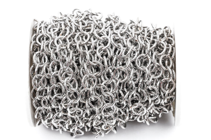 1 yard Silver Tone Cable Chain, Round Links are 10mm unsoldered, rope design texture, fch0221