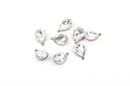 2 Rhinestone Teardrop Drop Charm Pendants, bronze bezel setting, faceted crystal glass, 3/4" long chb0317