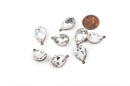 2 Rhinestone Teardrop Drop Charm Pendants, bronze bezel setting, faceted crystal glass, 3/4" long chb0317