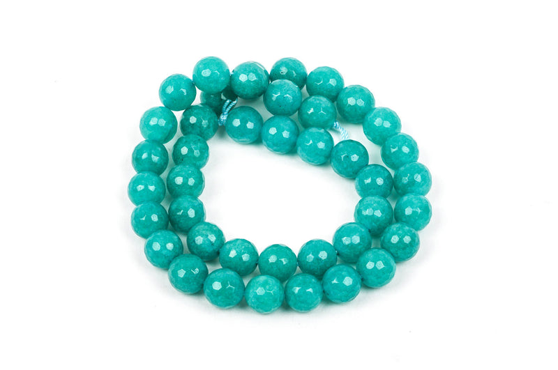 6mm Round Faceted DARK SPEARMINT GREEN Jade Gemstone Beads, full strand gjd0082