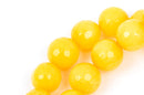 10mm Round Faceted LEMON YELLOW JADE Gemstone Beads, full strand gjd0060