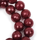 6mm Round Faceted MAROON RED JADE Gemstone Beads, full strand gjd0081