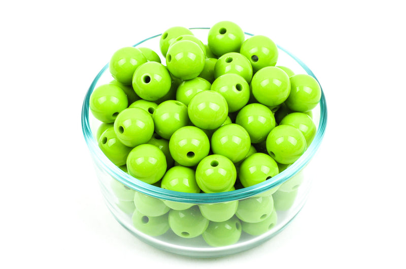 20mm Lime Green Acrylic Bubblegum Beads, package of 20,  bac0282