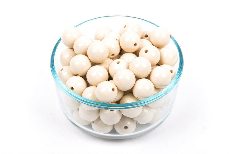 20mm Ivory Off White Cream Acrylic Bubblegum Beads, package of 20,  bac0286