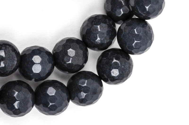 8mm Round Faceted Dark BLUE GREY JADE Gemstone Beads, full strand gjd0075