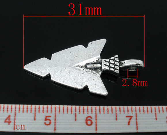 10 Silver Metal ARROWHEAD Arrow Charm Pendants, 1-1/4" x 5/8"  chs1732