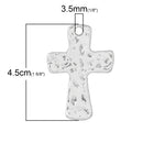2 Hammered Silver Cross Pendant Charms, large 1-3/4" long chs1728a