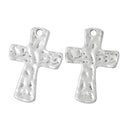 2 Hammered Silver Cross Pendant Charms, large 1-3/4" long chs1728a