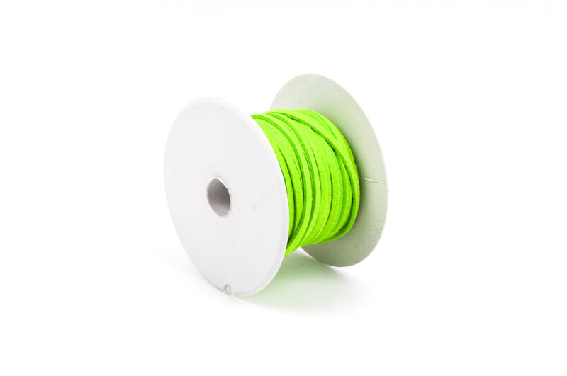 70 feet Spool of Faux Suede Lacing Cord, LIME GREEN 3mm x 1.5mm   cor0042