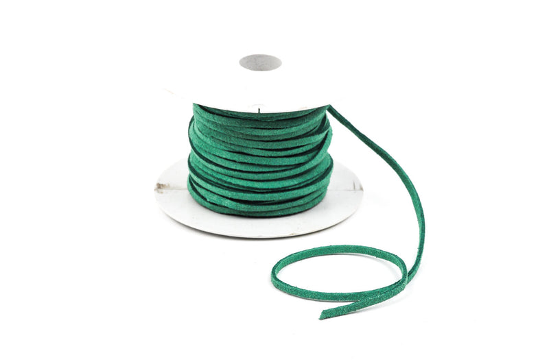 70 feet Spool of Faux Suede Lacing Cord, EMERALD GREEN 3mm x 1.5mm   cor0044