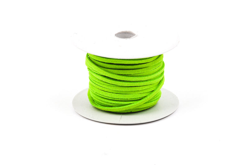 70 feet Spool of Faux Suede Lacing Cord, LIME GREEN 3mm x 1.5mm   cor0042