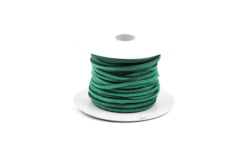 70 feet Spool of Faux Suede Lacing Cord, EMERALD GREEN 3mm x 1.5mm   cor0044